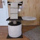 Стильный кошачий комплекс когтеточка с домиком гамак котикам Лапушка 3 85х60х40см коричнево белый - изображение 6
