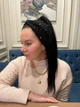 Тепла ангорова пов'язка - чалма на голову широка з намистинами чорного кольору - изображение 3