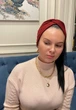 Тепла ангорова пов'язка - чалма на голову широка з намистинами бордового кольору - изображение 6