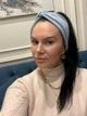 Пов'язка – чалма на голову широка в рубчик трикотажна з підкладкою на флісі блакитного кольору - зображення 5