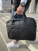 Сумка для ноутбука черная кожаная Line 16'' - изображение 3