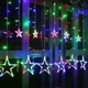 Гирлянда штора на стену Jiabao "Звезды" Star curtain 12-WW гирлянда на окно длина 4 м 120 LED работает от сети мультицветная - изображение 1