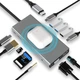 Док-станція SZPACMATE 13 в 1 USB C HUB з бездротовою зарядкою, HDMI 4K, VGA, 2 × USB 3.0, USB C 3.0 і 2.0, RJ45 Ethernet, PD 100 Вт, SD / TF і 3,5 мм AUX, сумісний з MacBook Pro та іншими ноутбуками - зображення 1
