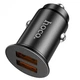 Адаптер автомобильный HOCO Type-C Cable Developer dual port car charger set NZ1 |2USB, 3A, 36W, QC| black - изображение 2