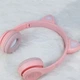 Беспроводные наушники с кошачьими ушками и лед подсветкой Cat Ear Y47 Led, Bluetooth наушники с микрофоном Розовые - изображение 4