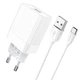 Мережевий зарядний пристрій з кабелем BOROFONE BA47A Mighty speed single port QC3.0 3A + Type-C cable 18W White (6931474728319) - изображение 1