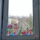 Новогодняя наклейка на окно Акварельный городок (декор окон витрин) глянец 1100х300 мм - изображение 8