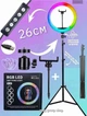 Кольцевая лампа Лампа для визажиста RGB лампа с держателем для телефона и штативом 2,1 метра круглая Набор для блогера для тиктока 26 см MJ26 - изображение 2