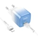 Сетевое зарядное устройство с быстрой зарядкой PD20W + кабель Type-C to Lightning HOCO C101A Синий - изображение 6