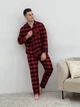 Пижама мужская COSY домашний костюм из фланели в клетку красно/черную 2XL (штаны+рубашка) (P-F701P_N/2XL) - изображение 1
