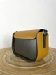 Яркая современная женская сумка седло из натуральной кожи Lamponi Saddle One XS khaki/yellow - изображение 8
