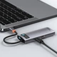 USB-Хаб Baseus Metal Gleam Series 6-in-1 (3xUSB3.0 + 4KHD + RJ45 + Type-C) серый - изображение 6
