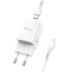 Адаптер мережевий HOCO Type-C to Lightning cable Bright charger set N13 1USB/1Type-C, QC/PD, 20W, 3A|white - зображення 1