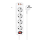 Удлинитель сетевой HOCO NS1fast charge 4Sockets 4000W 20W 3A PD QC 1.8m 2xUSB 1xType-C White - изображение 1