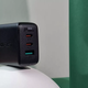 Мережевий зарядний пристрій Acefast A13 PD 65W (2 Type-C + USB, 100см) black - зображення 7