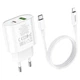 Сетевое зарядное устройство Hoco C95A Lineal PD20W + QC3.0 + кабель Type-C to Lightning - White - изображение 6