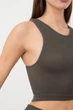 Бесшовный топ в рубчик на широких бретелях Giulia HALTER TOP RIB L/XL Khaki, облегающий, мягкий, для фитнеса и повседневного ношения - изображение 5