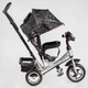 Детский трехколесный велосипед-коляска с родительской ручкой Best Trike 6588 / 78-755 колеса из спененой резины, с музыкой и светом, Черный с узором - изображение 2