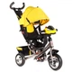 Дитячий триколісний велосипед-коляска з батьківською ручкою Best Trike 6588 / 76-504 колеса зі спіненої гуми, з музикою та світлом, Жовто-сірий - зображення 1
