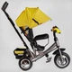 Дитячий триколісний велосипед-коляска з батьківською ручкою Best Trike 6588 / 76-504 колеса зі спіненої гуми, з музикою та світлом, Жовто-сірий - зображення 2