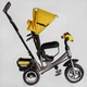 Дитячий триколісний велосипед-коляска з батьківською ручкою Best Trike 6588 / 76-504 колеса зі спіненої гуми, з музикою та світлом, Жовто-сірий - зображення 3