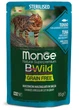 Вологий беззерновий корм для стерилізованих котів Monge (Монж) Cat BWILD GR.FREE WET Sterilised тунець з креветками та овочами 85 гр 28 шт. - изображение 1