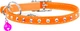 Ошейник Collar WAUCAT GLAMOUR с резинкой, клеевыми стразами Для кошек (ширина 9 мм, Длина 22-30 см) Оранжевый (32544Collar) - изображение 2