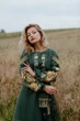 Сукня-вишиванка Vyshyvanka "Вишивка гладдю Півонія" 48 Зелена 4532 - зображення 2