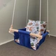 Детская качеля Infancy Лесные подвесная из натурального дерева синяя тканевая основа от 7 месяцев до 5 лет - изображение 1