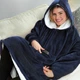 Плед Толстовка с Капюшоном и Рукавами Huggle Hoodie 3-в-1 (Синий) Двухсторонний Теплый Худи Халат Домашний - изображение 1