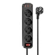 Удлинитель сетевой Hoco NS1 Aura 4-bit extension cable socket 4 розетки 3 юсб черный - изображение 3