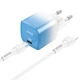 Адаптер мережевий HOCO Type-C to Lightning cable single port charge set C101A Type-C PD 3A/20W blue - зображення 1