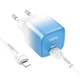 Адаптер мережевий HOCO Type-C to Lightning cable single port charge set C101A Type-C PD 3A/20W blue - зображення 2