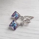 Сережки Hand Made з кристалами хамелеонами Swarovski бузково-бірюзових відтінків - зображення 3