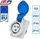 Розетка встраиваемая IDE 16A 250В 2P+E IP44 наклонная силовая Синяя (2301) - изображение 1