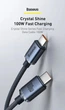 Кабель Baseus Crystal Shine Series Type-C to Type-C (100W, 1.2м, быстрая зарядка, мощный) - Черный - изображение 5