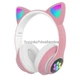 Беспроводные детские светящиеся LED наушники с кошачьими ушками Bluetooth 5.0 складные CAT VIV-23 со встроенным микрофоном Mp3 MicroSD и цветной подсветкой Pink - изображение 8