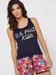 Пижама (майка + шорты) женская хлопковая U.S. Polo Assn 16212 M Navy (8680557249439) - изображение 3