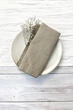 Льняные салфетки TouchableLinen 1 шт Бежевый Салфетки для сервировки стола 25х25 см - изображение 1