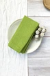 Льняные салфетки TouchableLinen 1 шт Салатовый Салфетки для сервировки стола 25х25 см - изображение 2