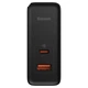 Мережевий зарядний пристрій Baseus GaN5 Pro USB + Type-C + кабель Type-C, 1 метр (100Вт, 5A, адаптер, 2 роз'єми, швидка зарядка) - Чорний - зображення 3