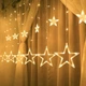 Гірлянда-штора зірки Xmas STAR CURTAIN WW 7401 3м Тепле біле світло - зображення 2