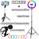 Набір блогера 4 в 1 Кільцева лампа RGB 26см Ring Light + Штатив 2м + мікрофон петличка + селфі-палиця з пультом Bluetooth - зображення 1