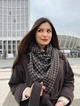 Шарф-бактус "Эдинбург", женский шарф, большой женский шарф, расцветка "Серая гусиная лапка" - изображение 1