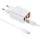 Зарядне мережеве BOROFONE BA58A Mighty (2USB 2.4A) Micro USB Білий - изображение 1