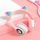 Беспроводные наушники с кошачьими ушками Cat Ear Headset с микрофоном, AUX, Bluetooth, LED подсветка Розовые VZV-23M - изображение 2