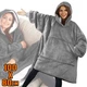 Плед толстовка с рукавами и капюшоном Huggle Hoodie Серый оверсайз One Size - изображение 4
