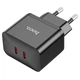 Сетевое зарядное устройство Hoco N29 Triumph |2Type-C, 35W/3A, PD/QC| адаптер с быстрой зарядкой кабелем Lightning 1м. Black - изображение 5