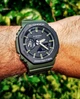 Мужские часы Casio GA-2110SU-3AER Черно-зеленые прочные - изображение 1