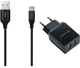 Сетевое зарядное устройство Florence 2USB 2A Type-C cable Black - изображение 1